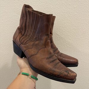 Earth Spirit Boots Pansy Women’s Size 8 Brown Leather Western Ankle Booties